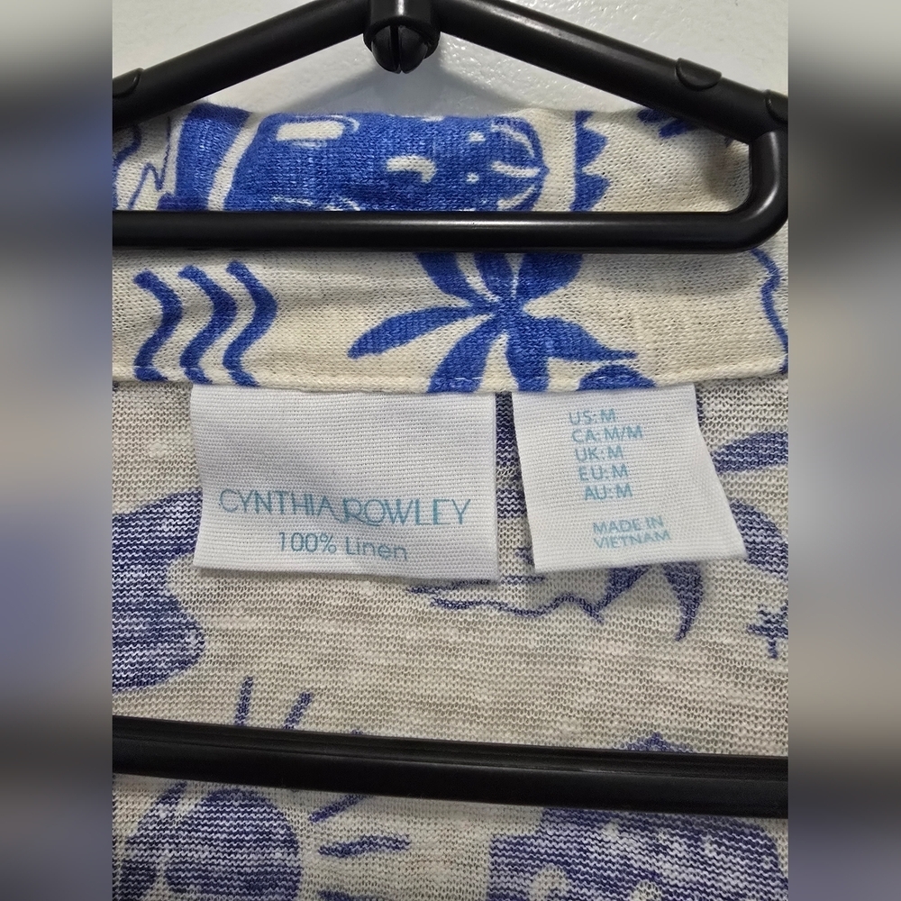 Cynthia Rowley Blue and White Island Print Blouse - Picture 2 of 6